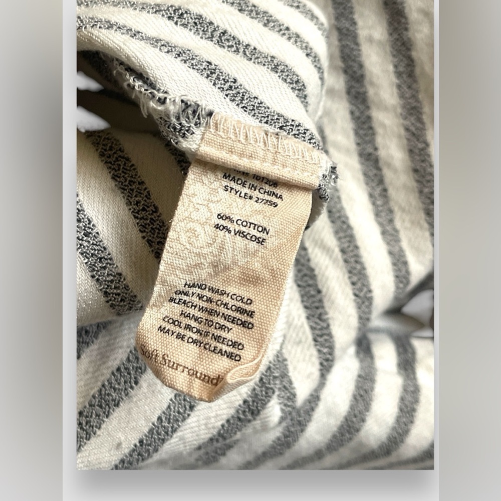 Soft Surroundings Womens Asymmetrical Striped Shirt Tunic Top Lagenlook Gray L - Picture 7 of 12